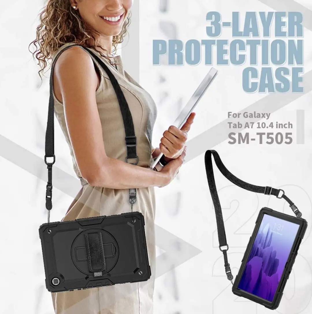 Selected Hoes Samsung Galaxy Tab A7 10.4" - Zwart - Incl. Screenprotector & Riemen
