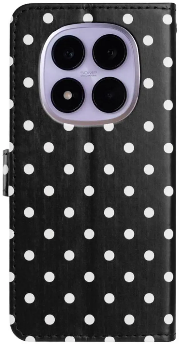 Selected Hoesje Xiaomi Redmi Note 15 Pro 5G Polka Dot - 3 Pasjes - Zwart