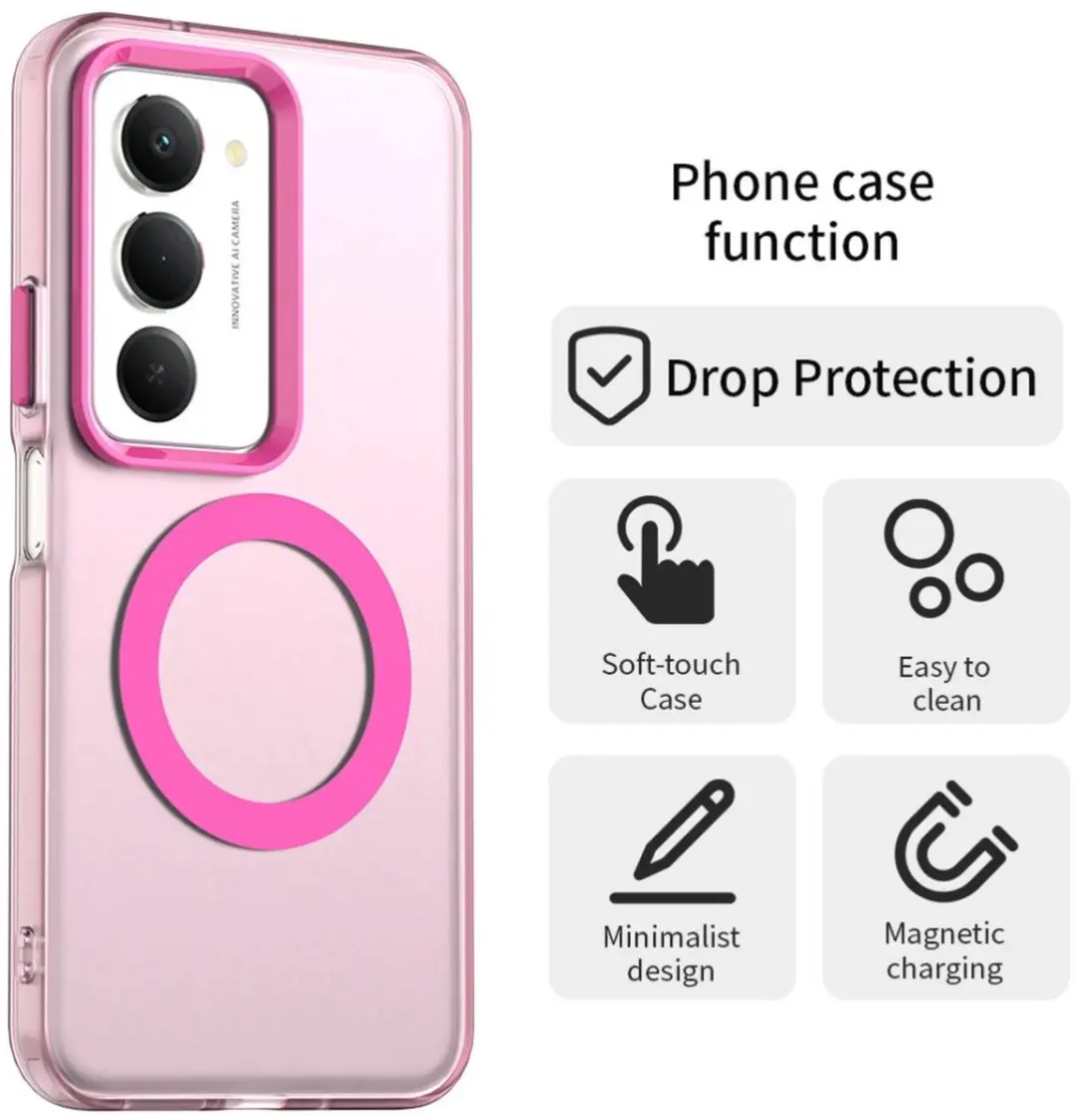 Selected MagSafe Backcover Xiaomi Redmi 15 5G - Roze & Transparant - afbeelding 6 van 6