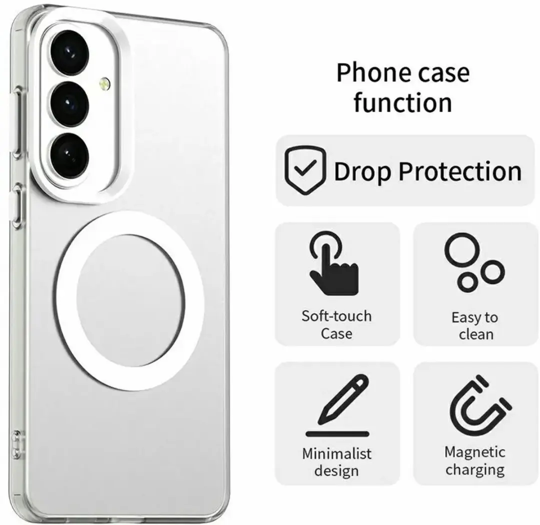 Selected MagSafe Backcover Hoesje Samsung Galaxy S26 Plus - Zilver/Transparant