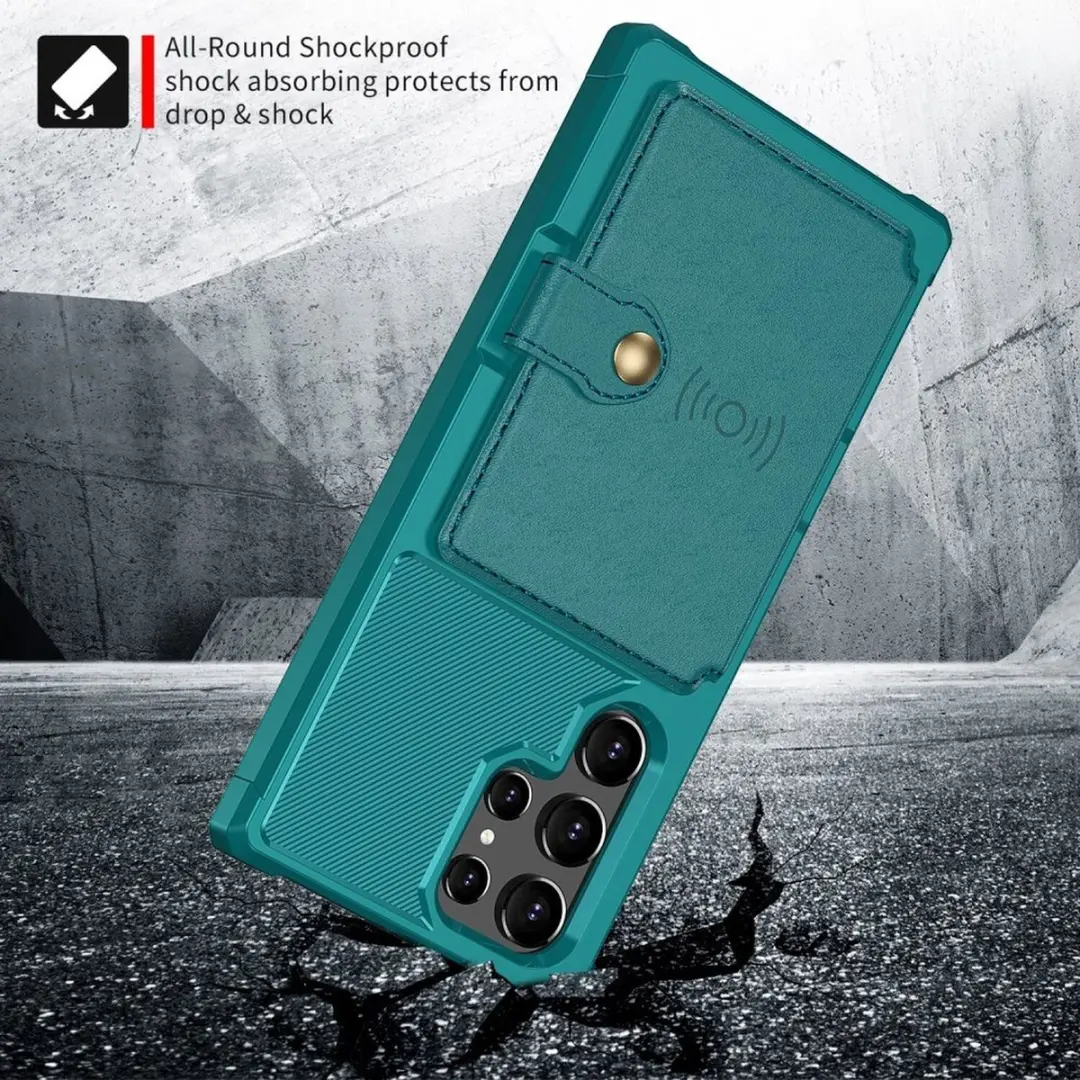 Selected Portemonnee Hoesje Samsung Galaxy S22 Ultra - Groen - 4 Pasjes