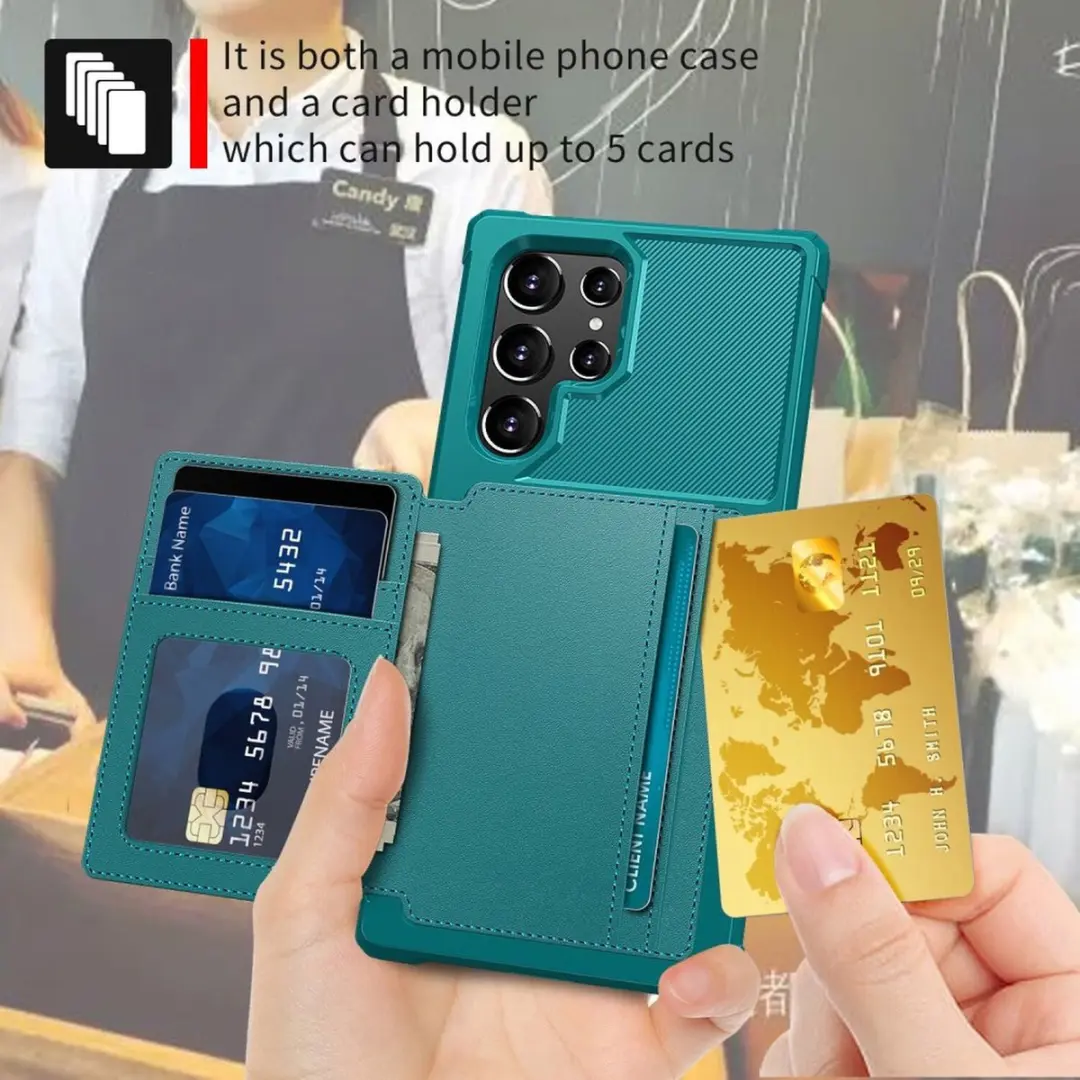 Selected Portemonnee Hoesje Samsung Galaxy S22 Ultra - Groen - 4 Pasjes
