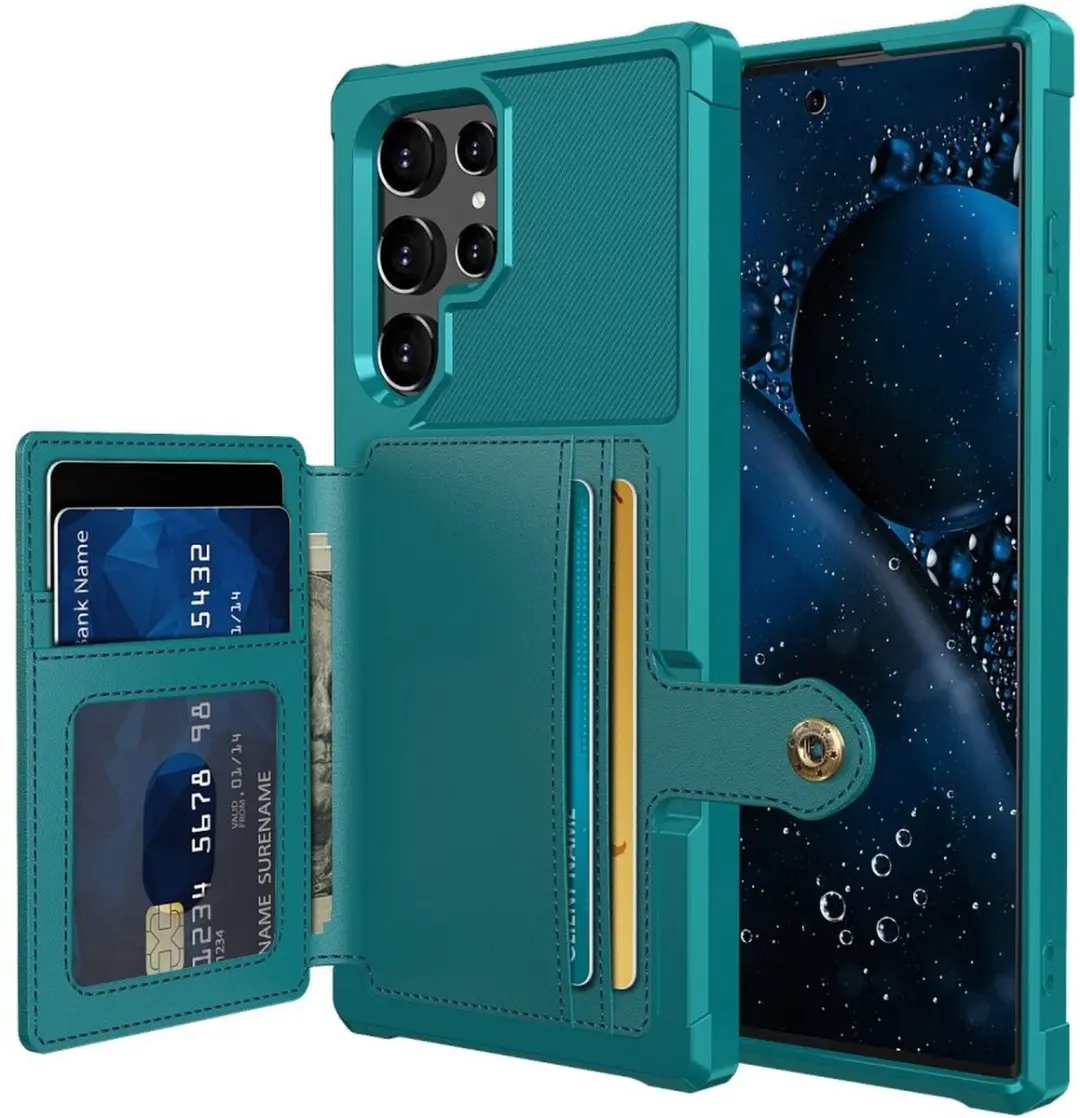 Selected Portemonnee Hoesje Samsung Galaxy S22 Ultra - Groen - 4 Pasjes