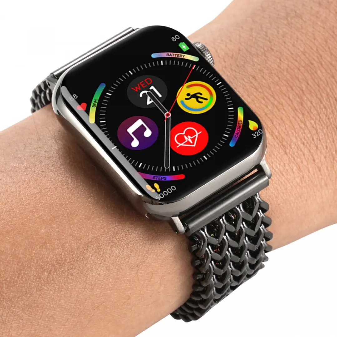 Selected Gevlochten Stalen Bandje Apple Watch - 42/44/45/46/49mm - Zwart - afbeelding 6 van 6