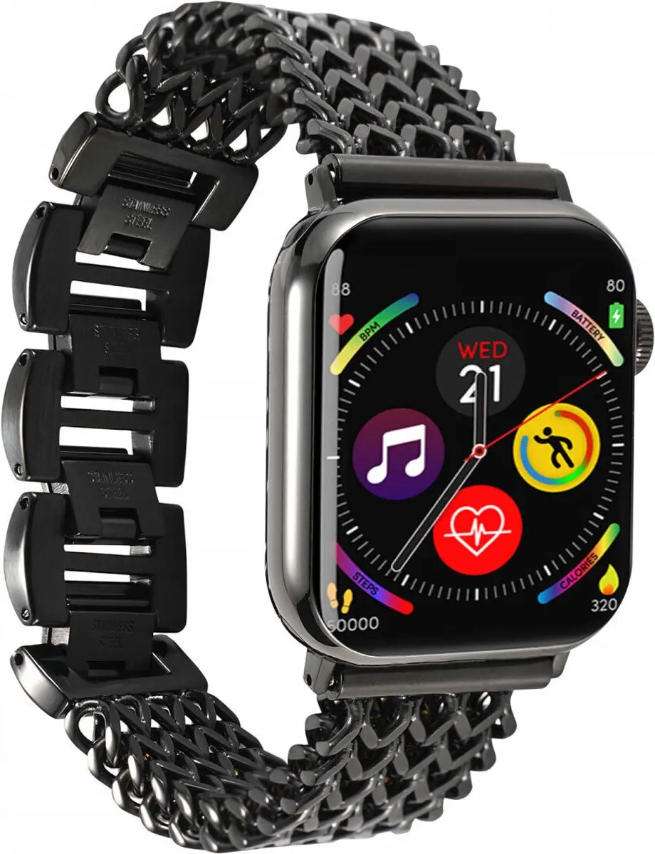 Selected Gevlochten Stalen Bandje Apple Watch - 42/44/45/46/49mm - Zwart