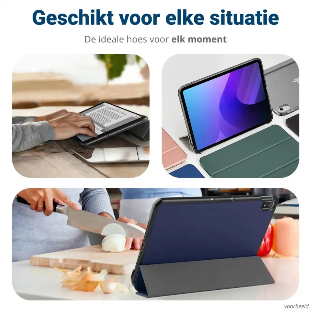 Selected Tablethoes Samsung Galaxy Tab S10/S9 Plus - Blauw Tri-fold