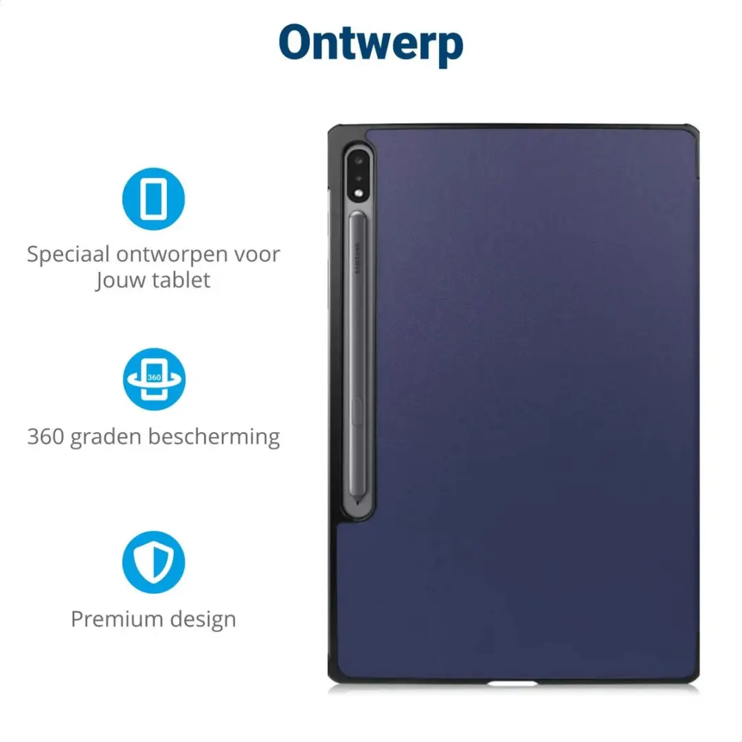 Selected Tablethoes Samsung Galaxy Tab S10/S9 Plus - Blauw Tri-fold