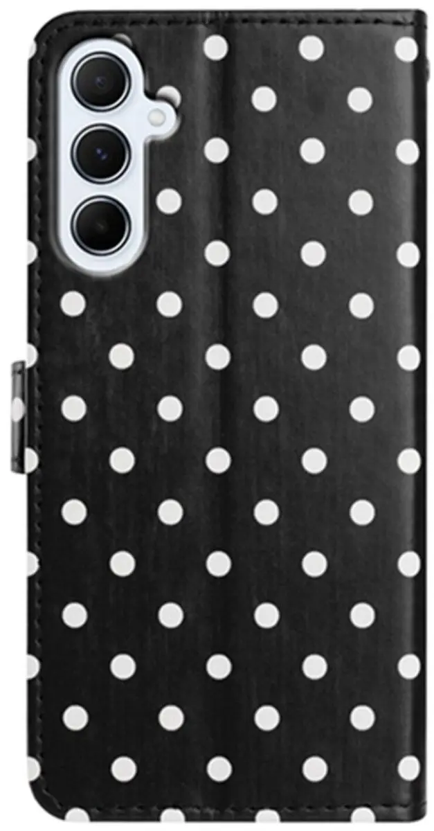 Selected Hoesje Samsung Galaxy A56 Polka Dot Wallet Book - 3 Pasjes - Zwart