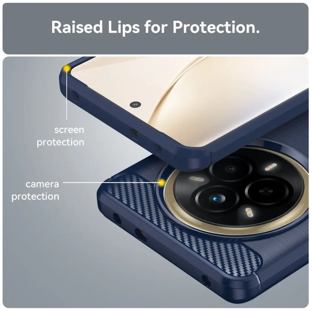 Selected Geborsteld TPU Hoesje Realme 14 Pro - Blauw