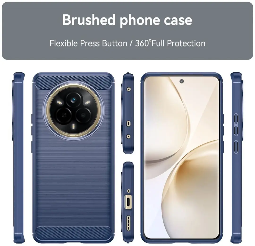 Selected Geborsteld TPU Hoesje Realme 14 Pro - Blauw