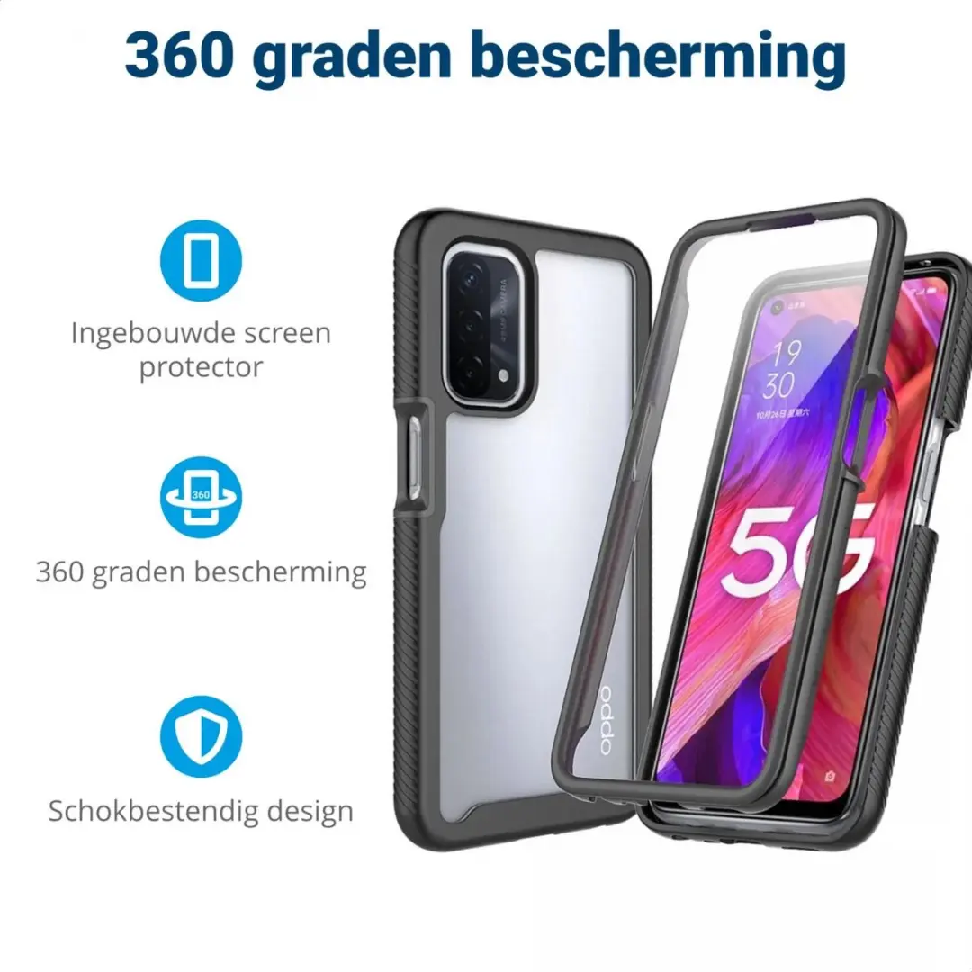 Oppo A54/A74 5G Hoesje - Full Protect - Zwart