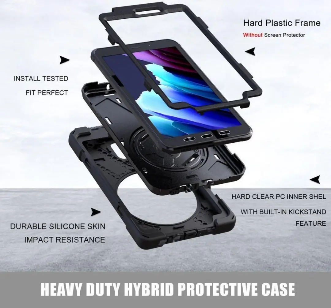Selected Samsung Tab Active 3 Hoes - Kickstand & Handriem Zwart