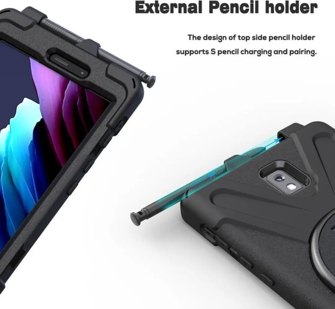 Selected Samsung Tab Active 3 Hoes - Kickstand & Handriem Zwart