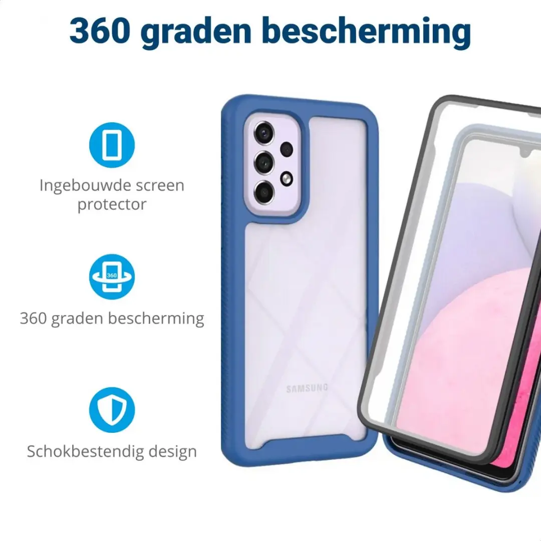 Selected Full Protect 360° Hoesje Samsung Galaxy A53 - Blauw/Transparant