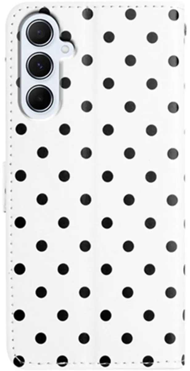 Selected Samsung Galaxy A56 Polka Dot Wallet Hoesje - 3 Pasjes - Wit