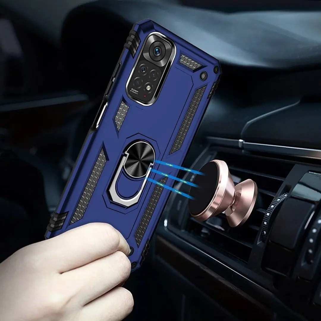 Xiaomi Redmi Note 11 Hoesje Hybride Kickstand - Blauw - afbeelding 6 van 6