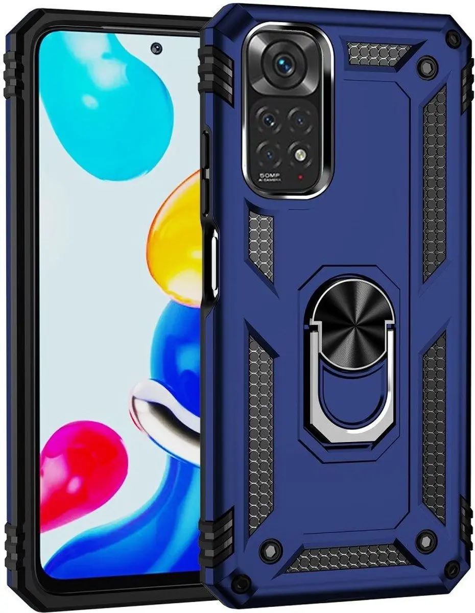 Xiaomi Redmi Note 11 Hoesje Hybride Kickstand - Blauw