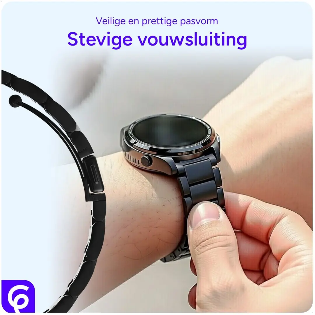 Selected SBG RVS Schakel Bandje Samsung Galaxy Watch 8/9 - Zwart
