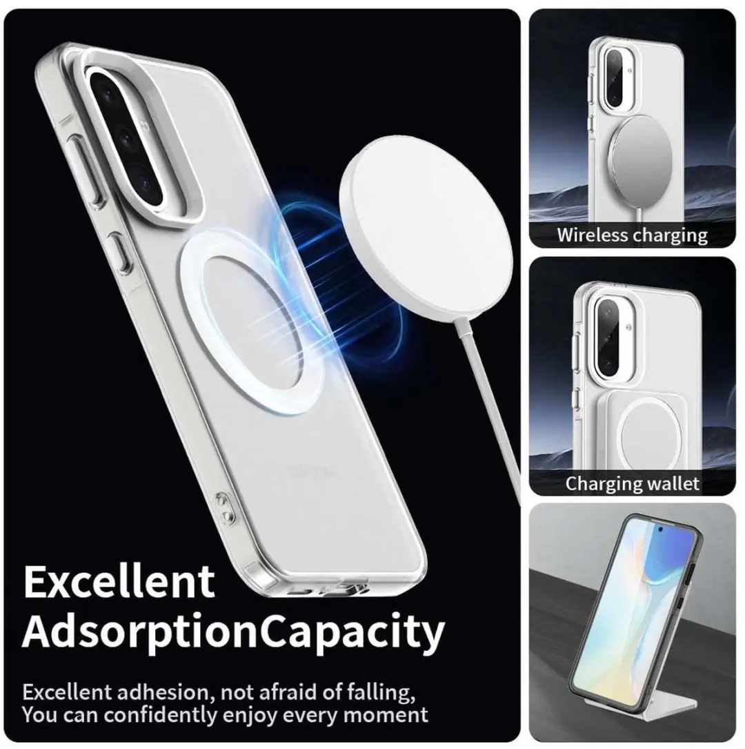 Selected Backcover Hoesje Samsung Galaxy A56/A36 MagSafe - Wit & Transparant