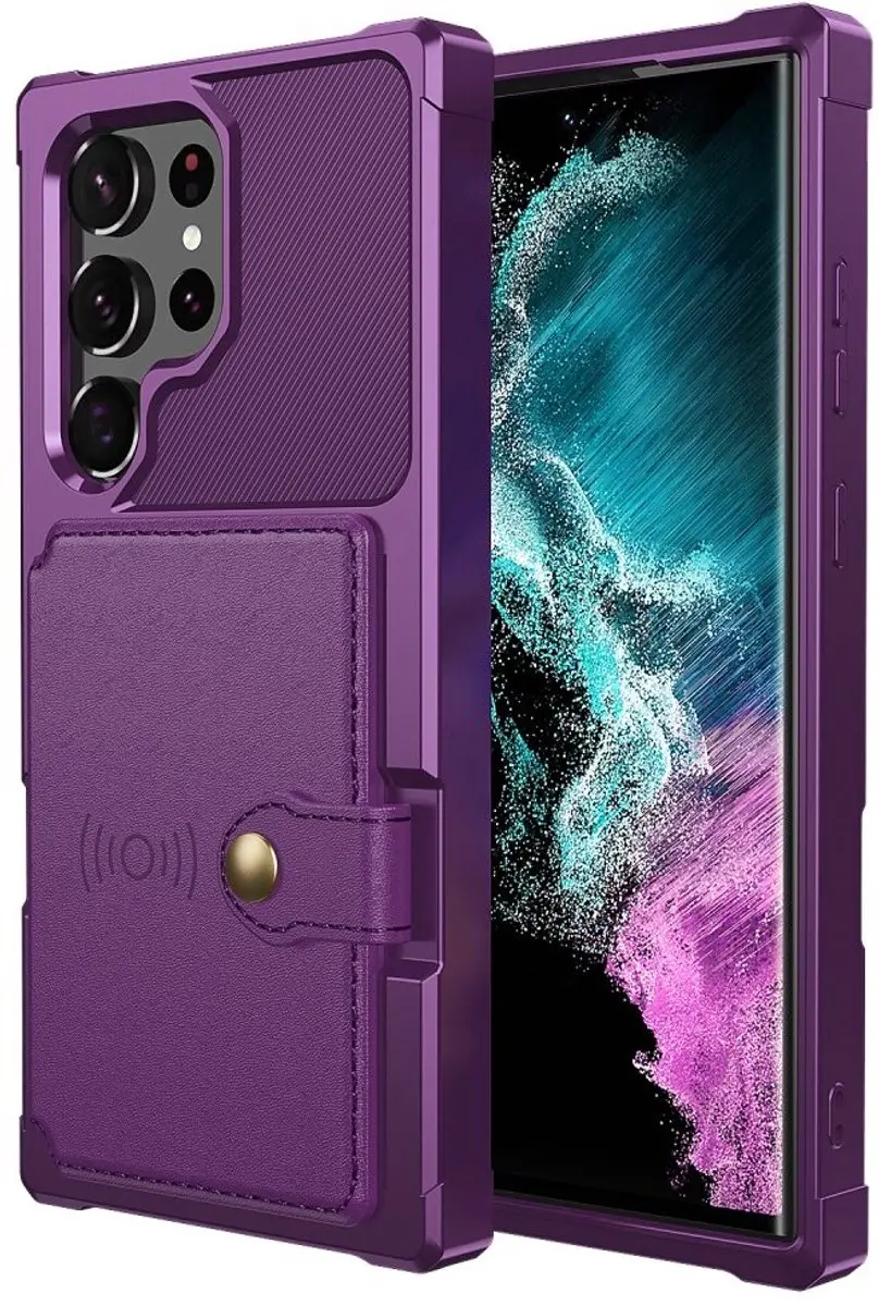 Selected Portemonnee Hoesje Samsung Galaxy S22 Ultra - 4 Pasjes - Paars - afbeelding 4 van 5