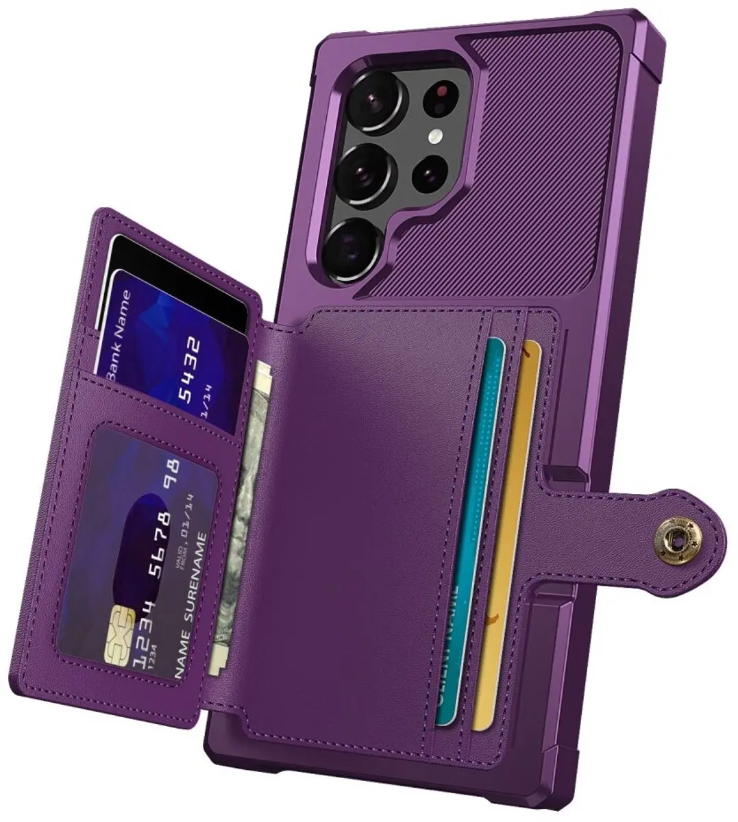 Selected Portemonnee Hoesje Samsung Galaxy S22 Ultra - 4 Pasjes - Paars - afbeelding 3 van 5