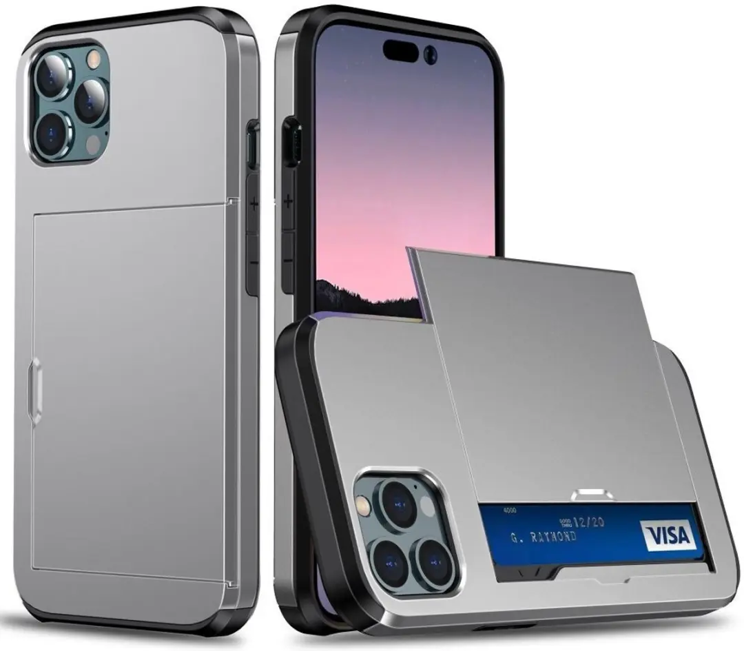 Selected Hoesje iPhone 15 Pro Kaarthouder - 2 Pasjes Grijs