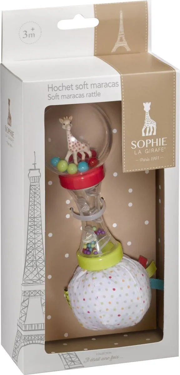 Sophie de Giraf Zachte Maracas Rammelaar - 6x6x17cm - Wit