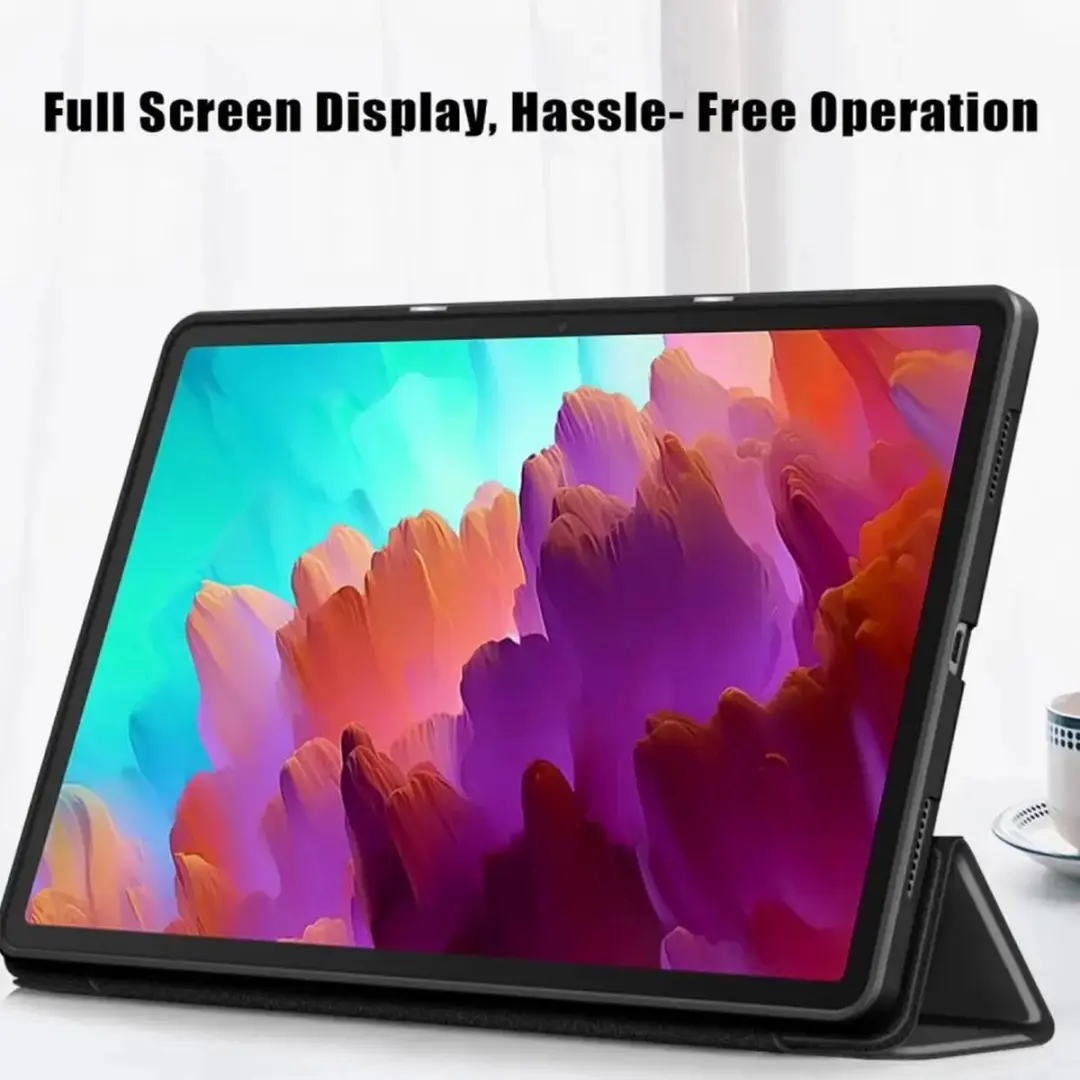 Selected by GSMpunt Lenovo Tab P12 Tablethoes - Luxe Tri-Fold Book Case - Zwart