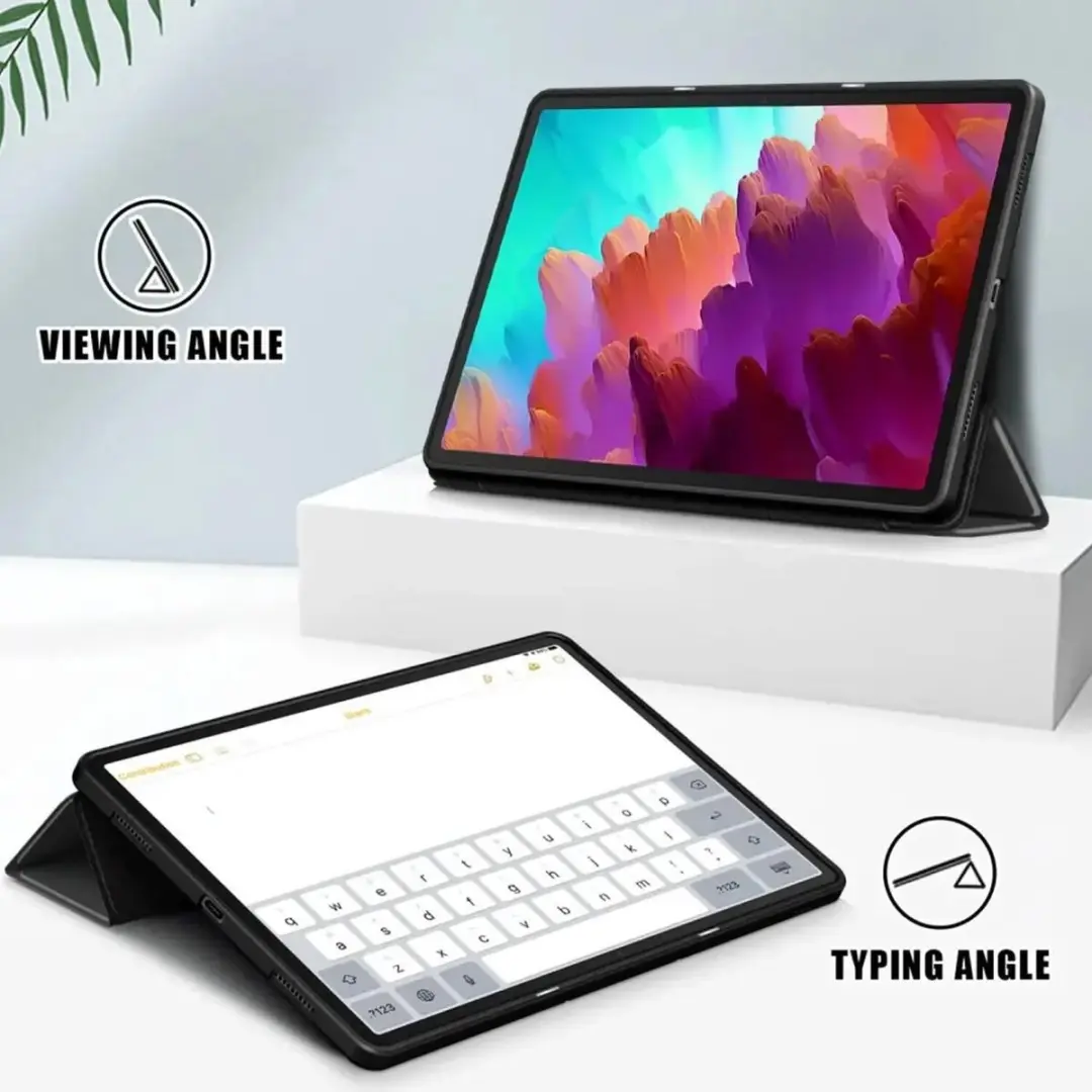 Selected by GSMpunt Lenovo Tab P12 Tablethoes - Luxe Tri-Fold Book Case - Zwart