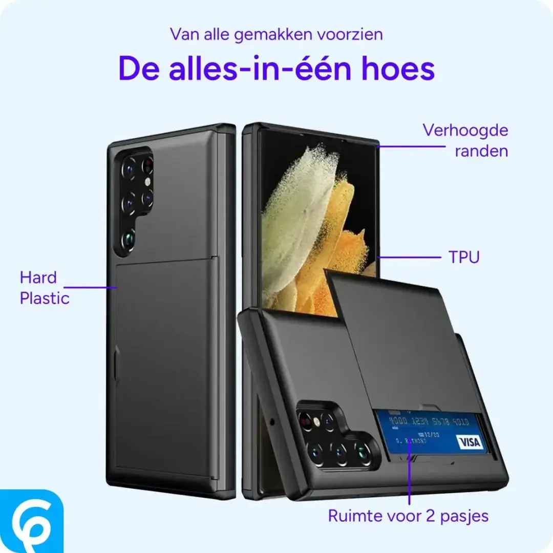 Selected Hoesje Samsung Galaxy S25 Ultra - Kaarthouder 2 Pasjes Zwart