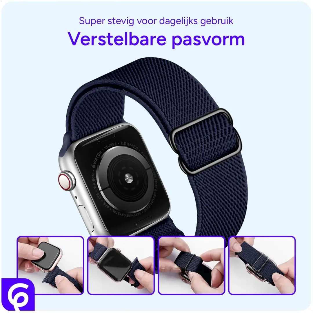 SBG Nylon Sportband Apple Watch - 42/44/45/46/49mm - Donkerblauw