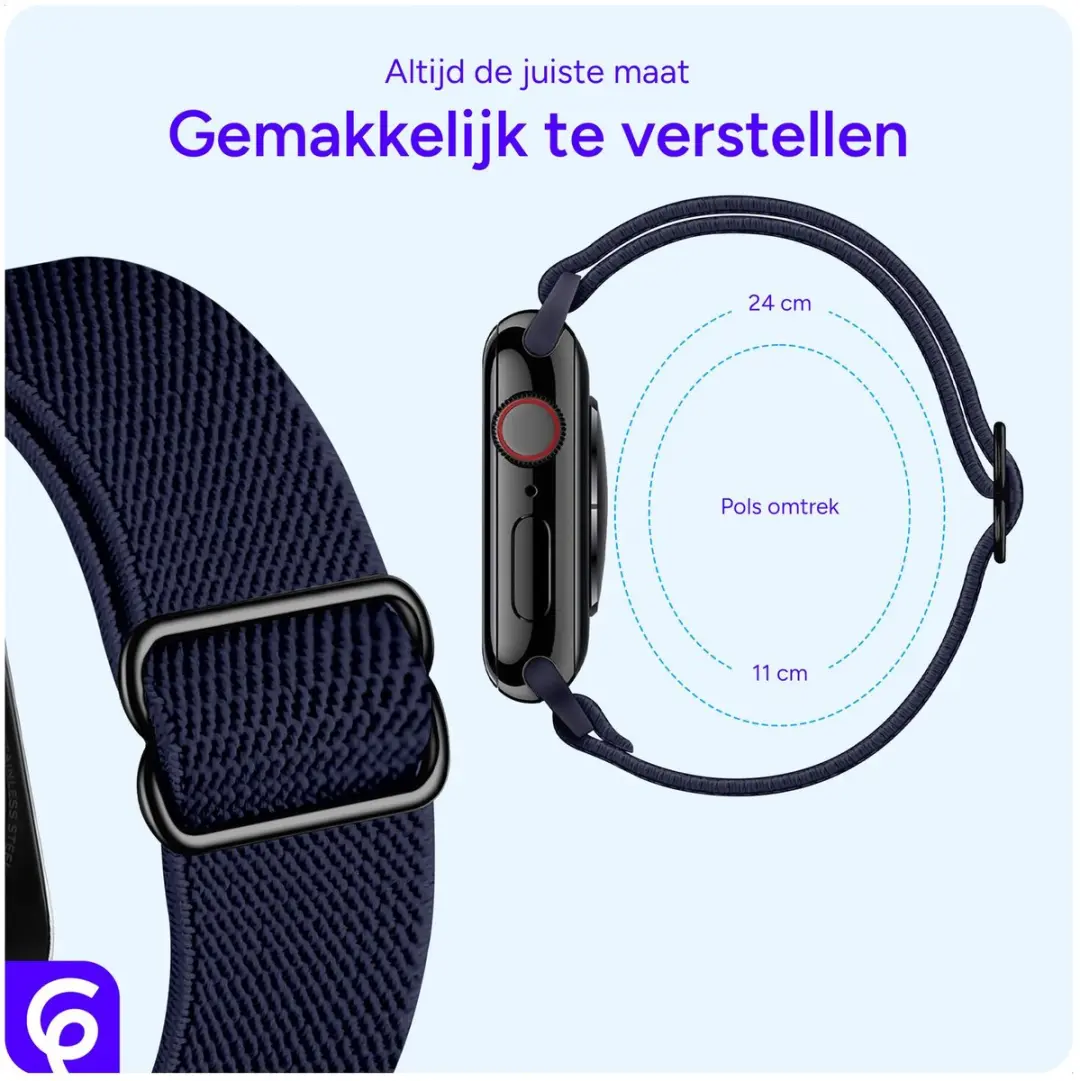 SBG Nylon Sportband Apple Watch - 42/44/45/46/49mm - Donkerblauw