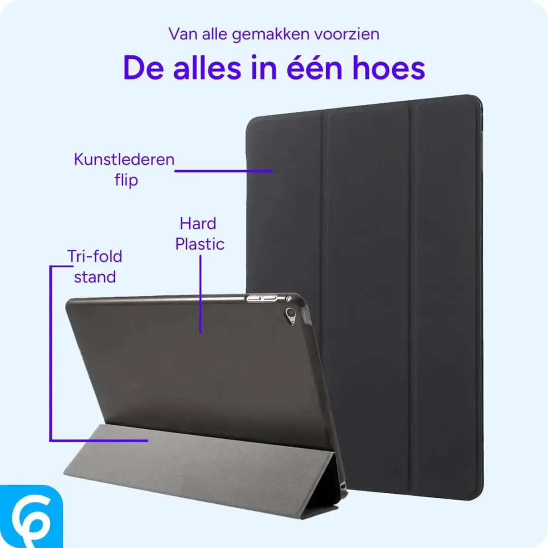 Selected by GSMpunt Tablethoes Apple iPad 9.7 2017/2018/Air - Kunstleder Tri-fold - Zwart