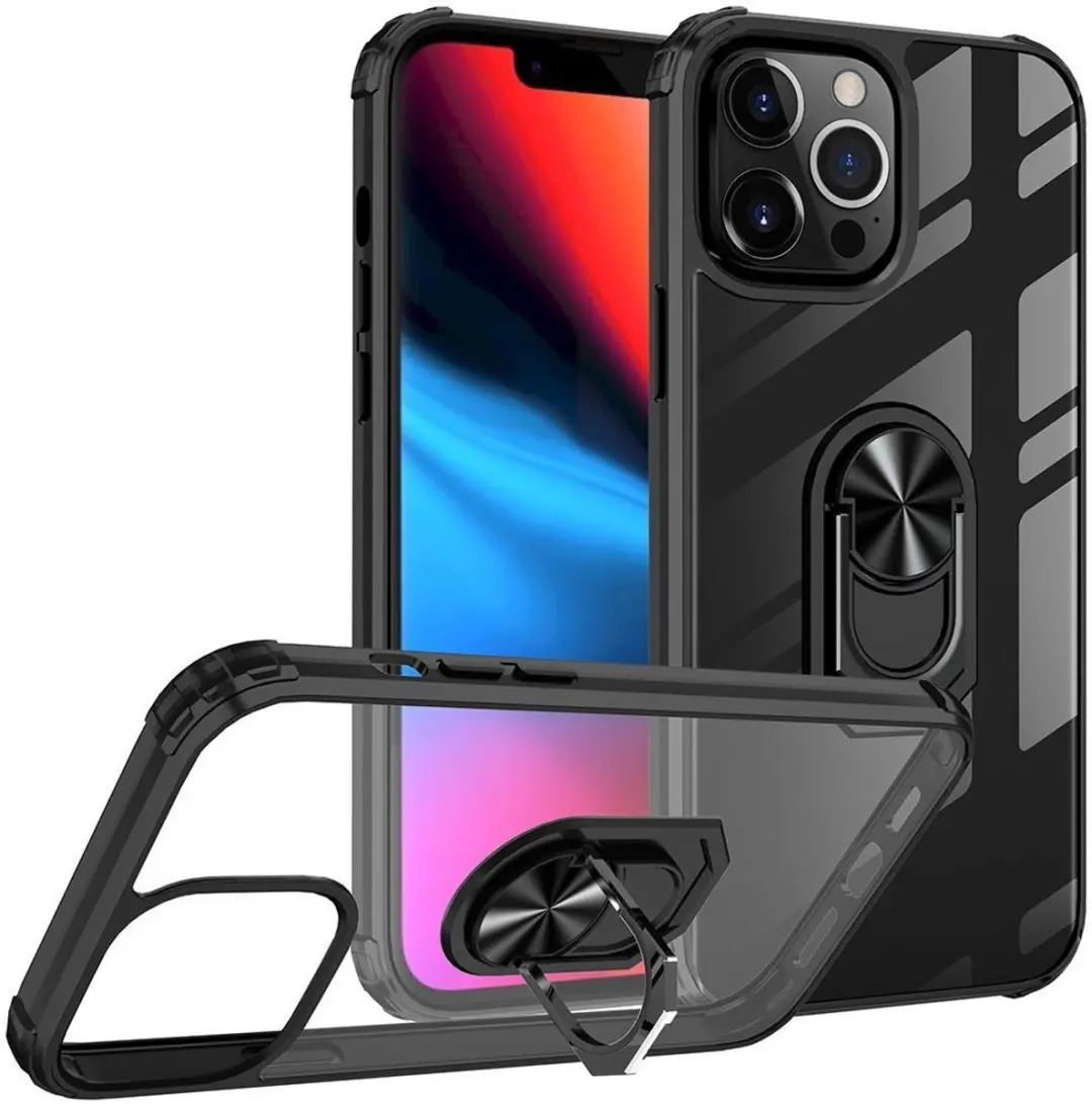 Selected Hoesje Hybride Kickstand Cover iPhone 13 Pro - Transparant/Zwart