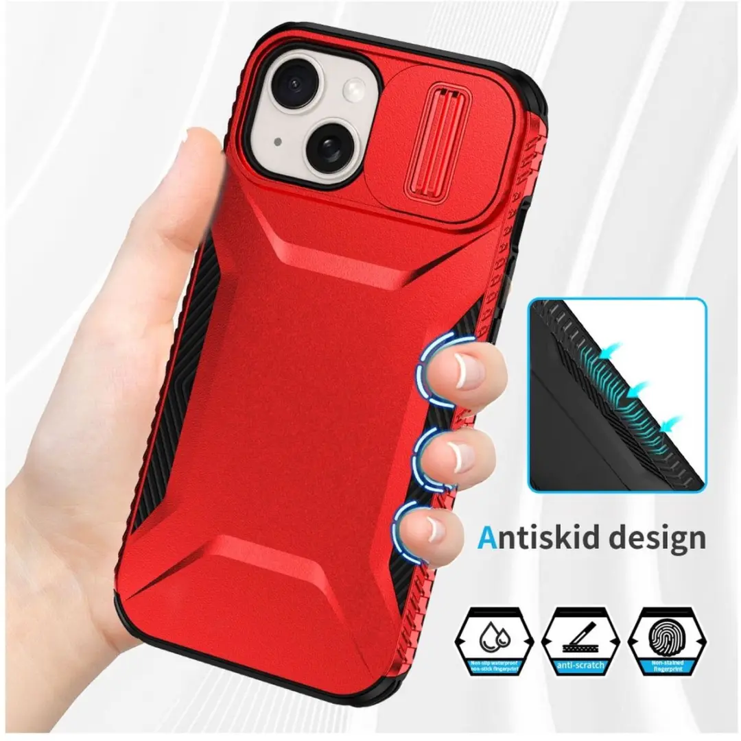 Selected by GSMpunt.nl iPhone 15 Hoesje - Camera Slider - Rood