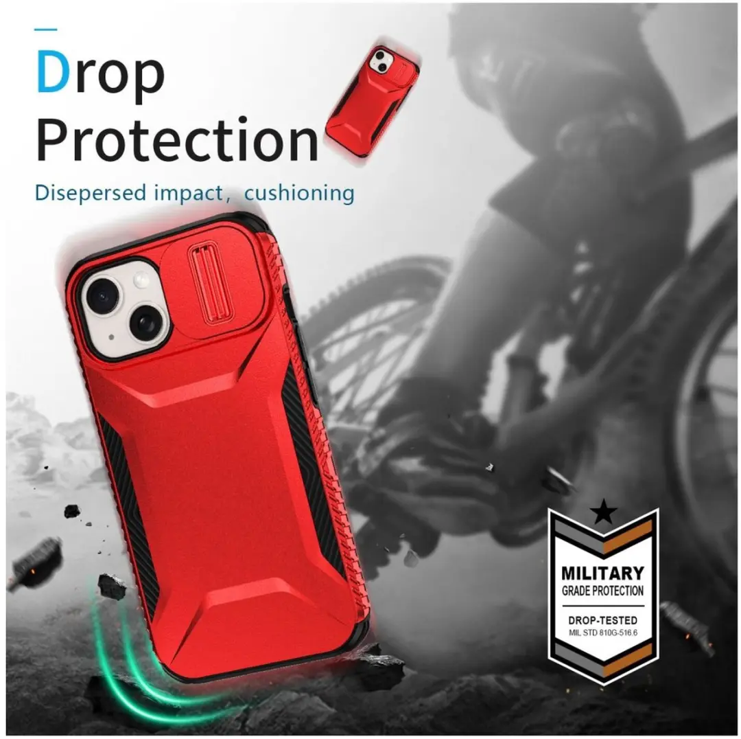 Selected by GSMpunt.nl iPhone 15 Hoesje - Camera Slider - Rood
