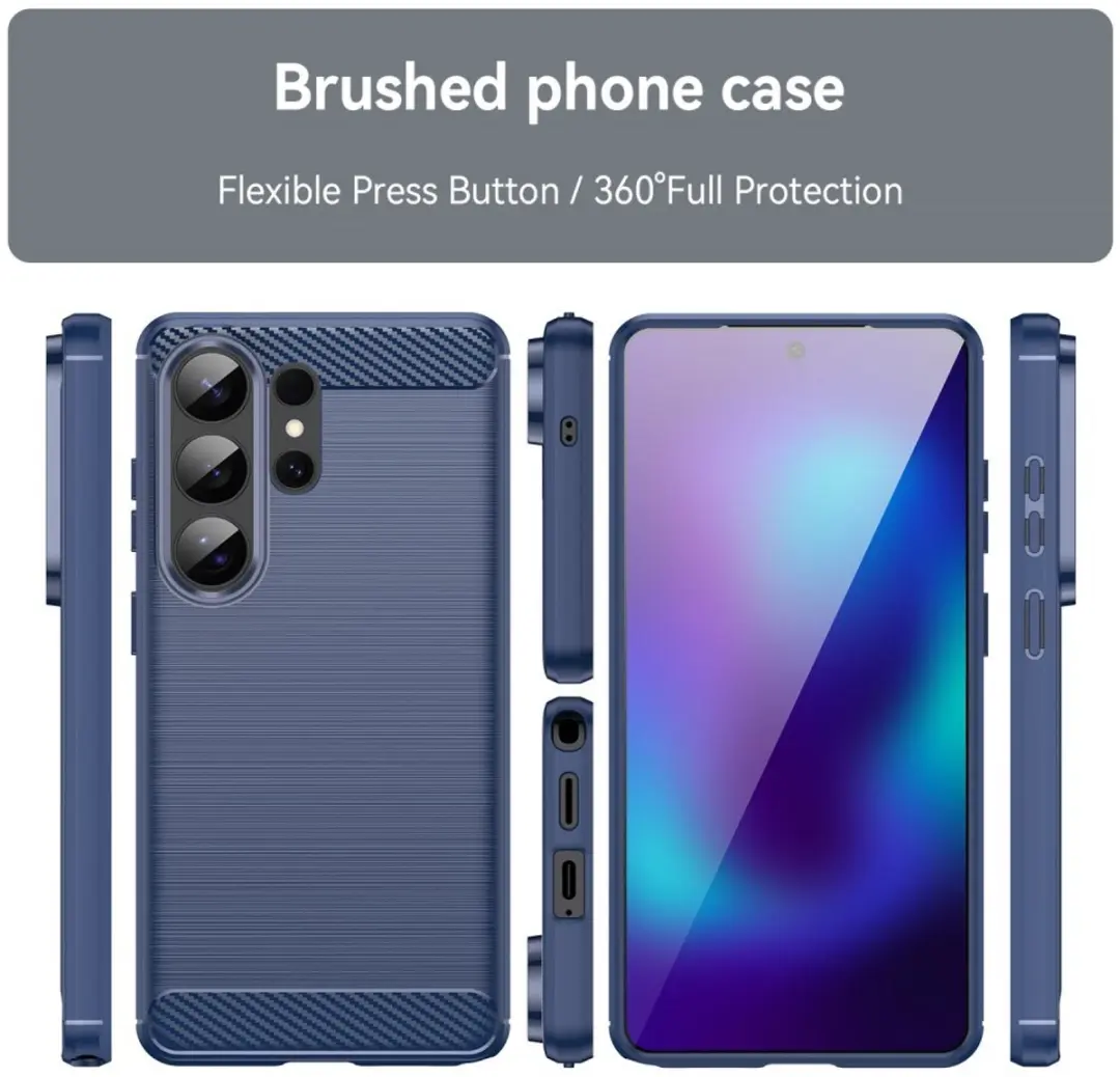 Selected Geborsteld TPU Hoesje Samsung Galaxy S26 Ultra - Blauw