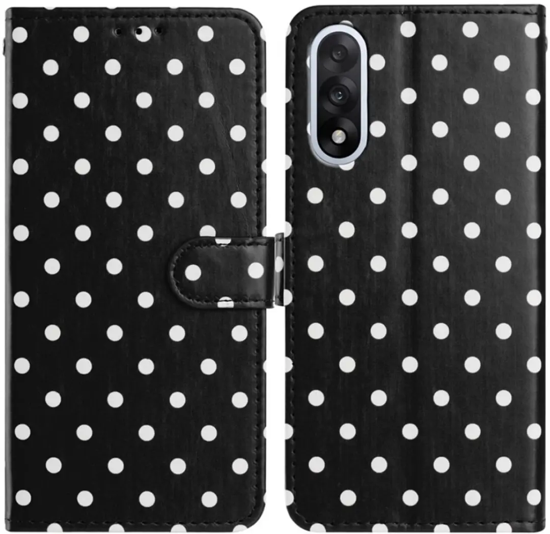 Selected OnePlus Nord 5 Polka Dot Wallet Book Case - 3 Pasjes - Zwart