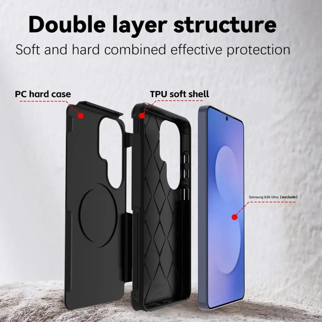 Selected Hoesje Samsung Galaxy S26 Ultra MagSafe - Dual-Layer Zwart