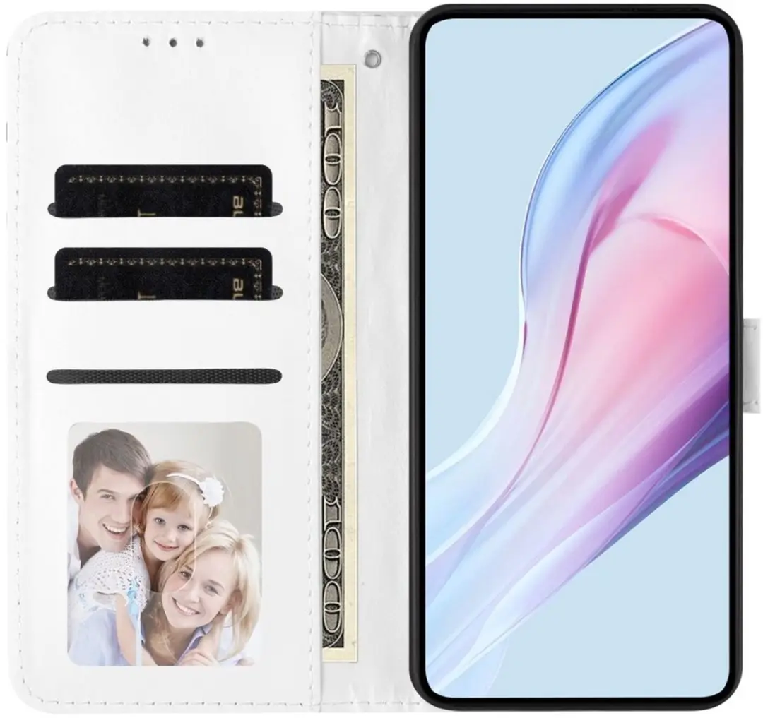 Selected Hoesje Samsung Galaxy A35 Polka Dot Wallet Book - 3 Pasjes - Wit