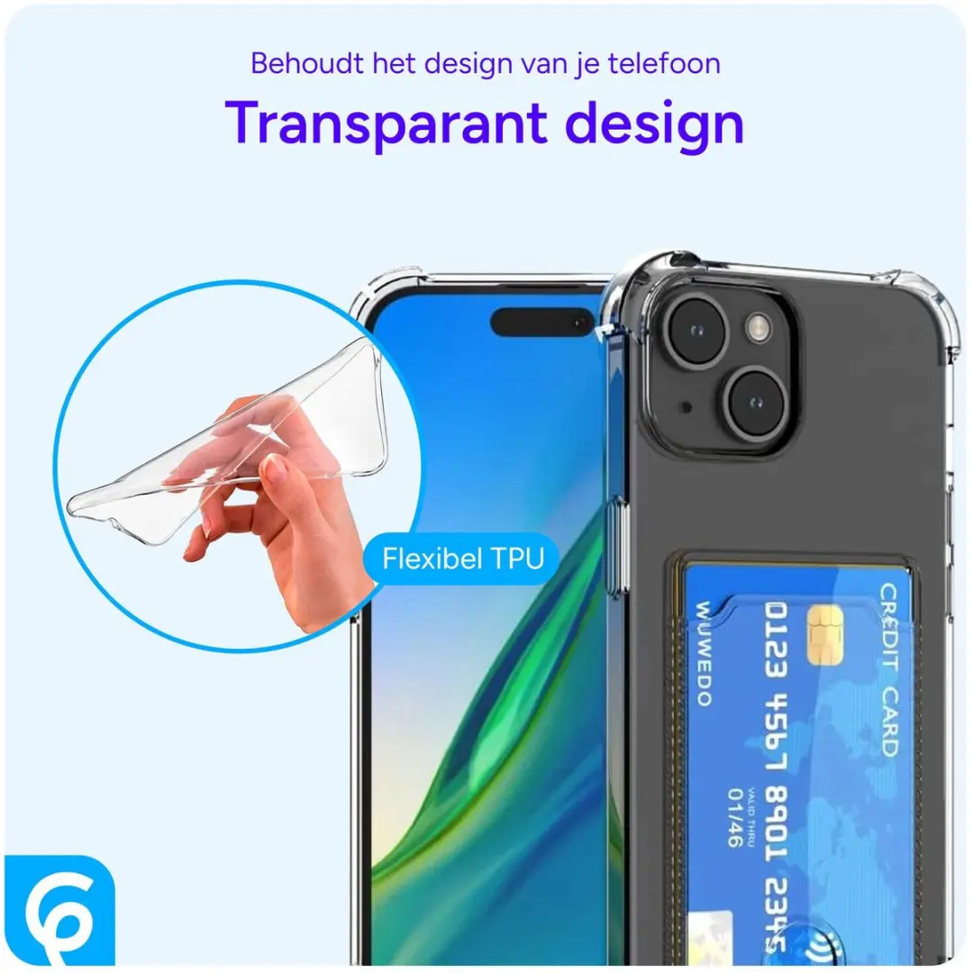 Selected by GSMpunt Transparant TPU Hoesje iPhone 15 - Pasjeshouder