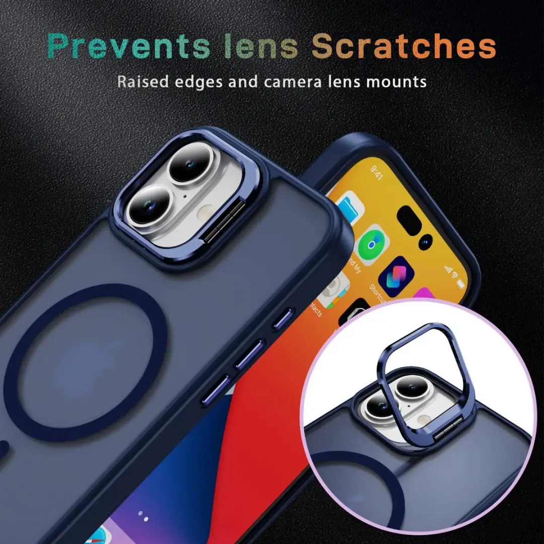 Selected Hoesje iPhone 16 MagSafe Blauw - Camera Kickstand