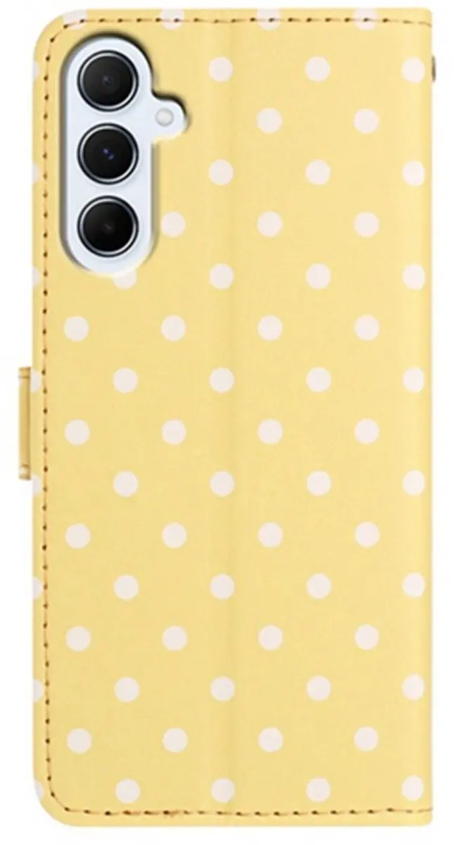 Selected Hoesje Samsung Galaxy A56 Polka Dot Wallet - Geel
