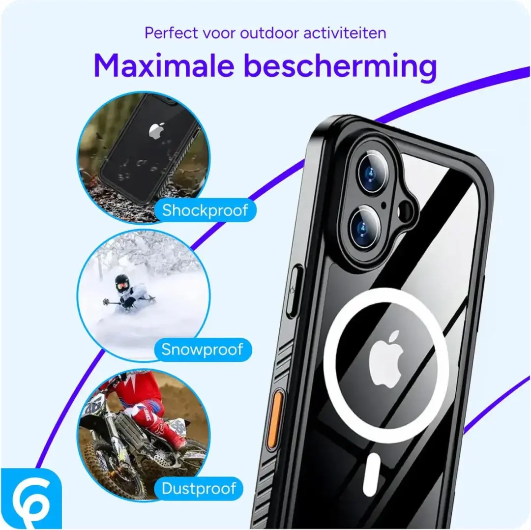 Selected SBG Outdoor Case iPhone 17 Pro - Waterdicht - MagSafe - IP68 - Transparant/Zwart
