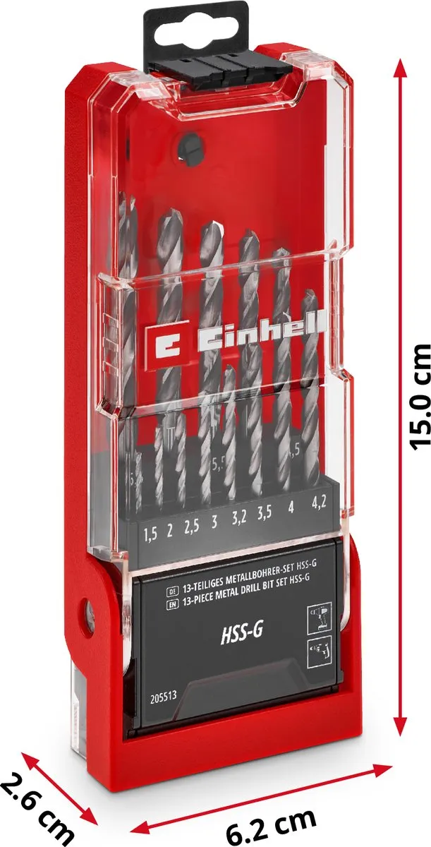 Einhell HSS-G Borenset 13-delig - Metaal/Aluminium - Drill-Case