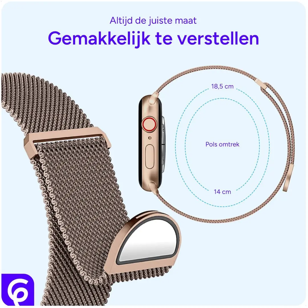 Selected SBG Milanees Horlogebandje Apple Watch - 38/40/41/42mm - Roestvrij Staal Rose Goud