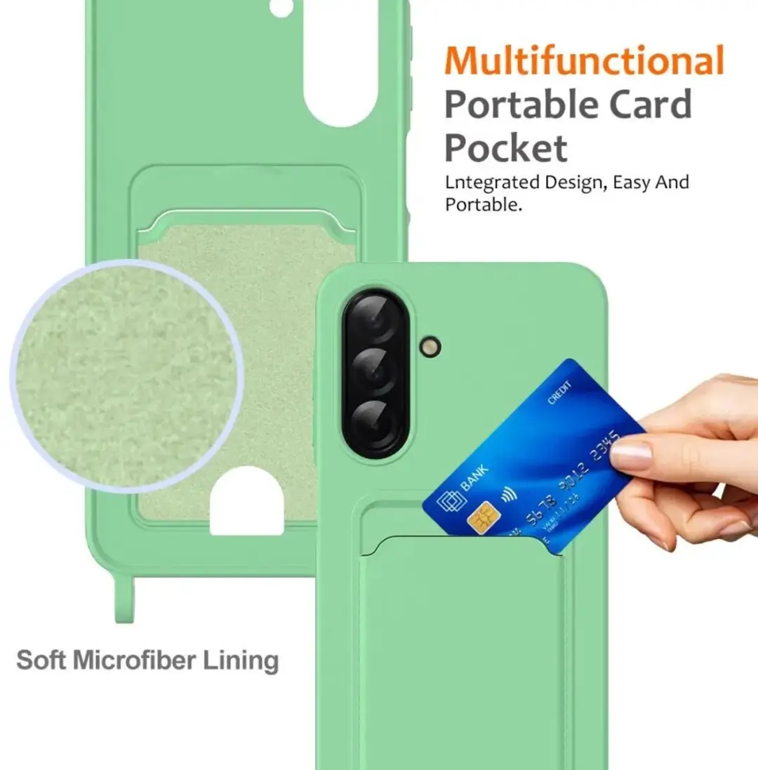 Selected Hoesje Samsung Galaxy A57 Groen - Met Koord & Pasjeshouder