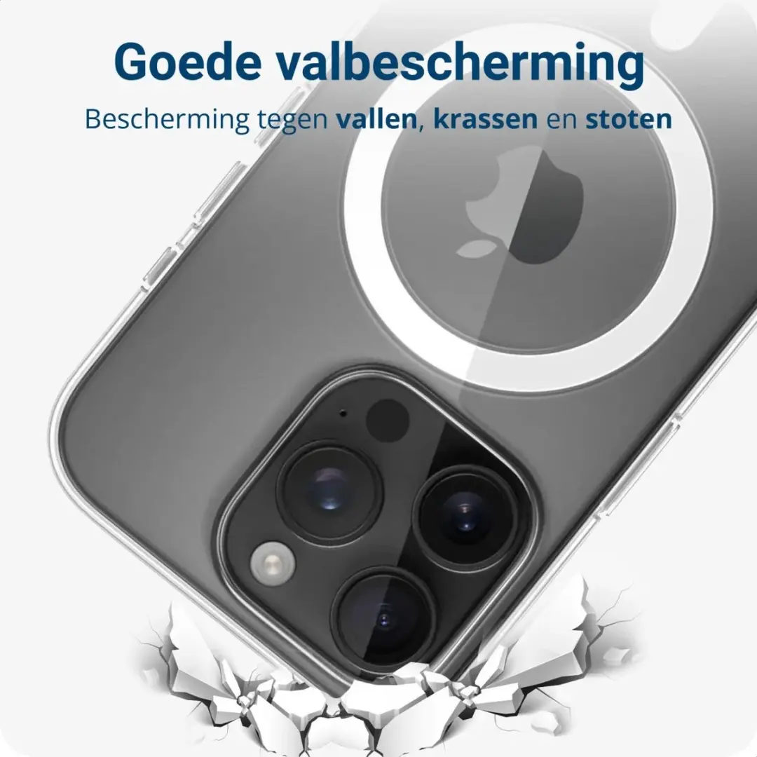 Selected by GSMpunt iPhone 16 Pro Hoesje - MagSafe + Scherm & Lensbeschermer - Transparant