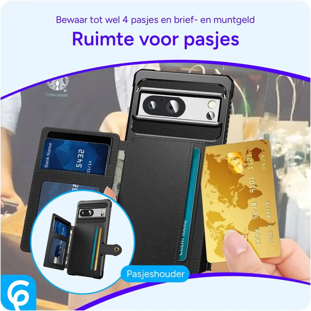 Selected Portemonnee Hoesje Google Pixel 8a - 4 Pasjes - Zwart