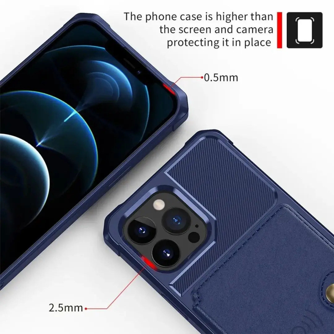 Selected Portemonnee Hoesje iPhone 13 Pro - Blauw - 4 Pasjes